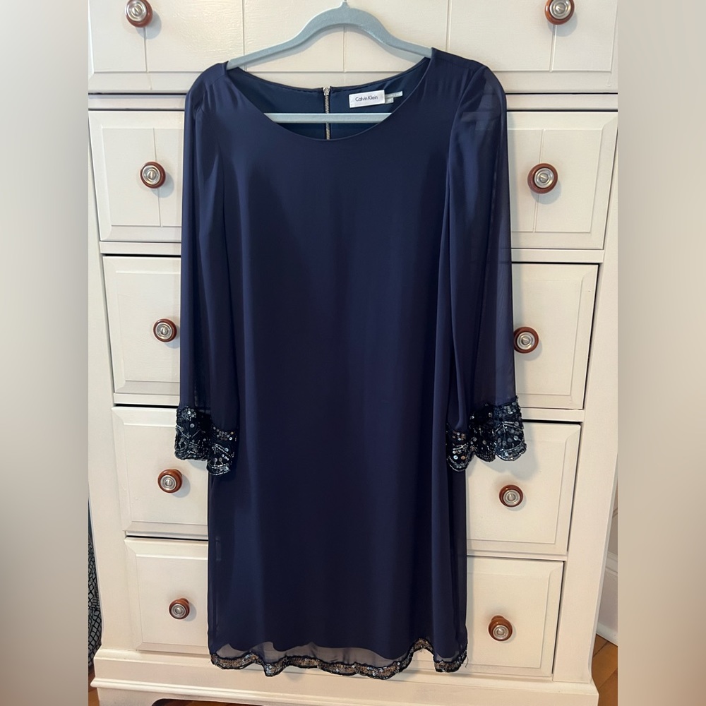 Blue Calvin Klein dress is beautiful for a formal night or wedding